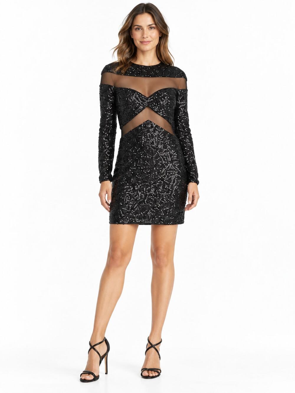 Tadashi Shoji Black Sequin Homecoming Cocktail Dress Small NWT